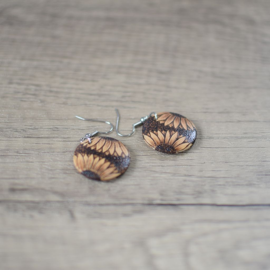 Wooden Pyrography Earrings - Image 5