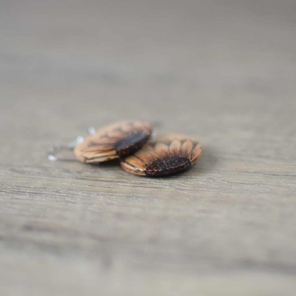 photo showing the design wrapping around both sides of the earring