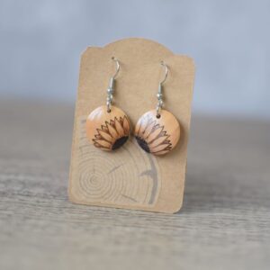 Wooden Pyrography Earrings