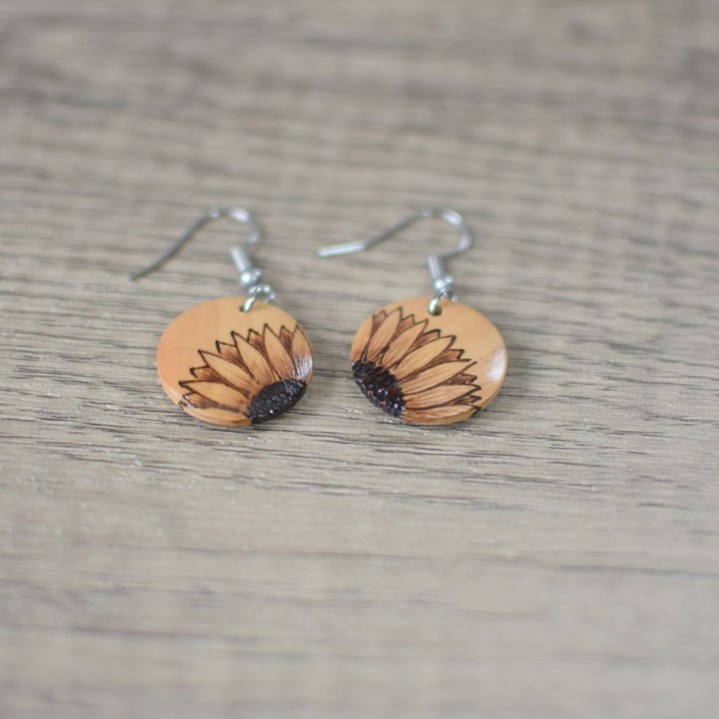 Wooden Pyrography Earrings - Image 4