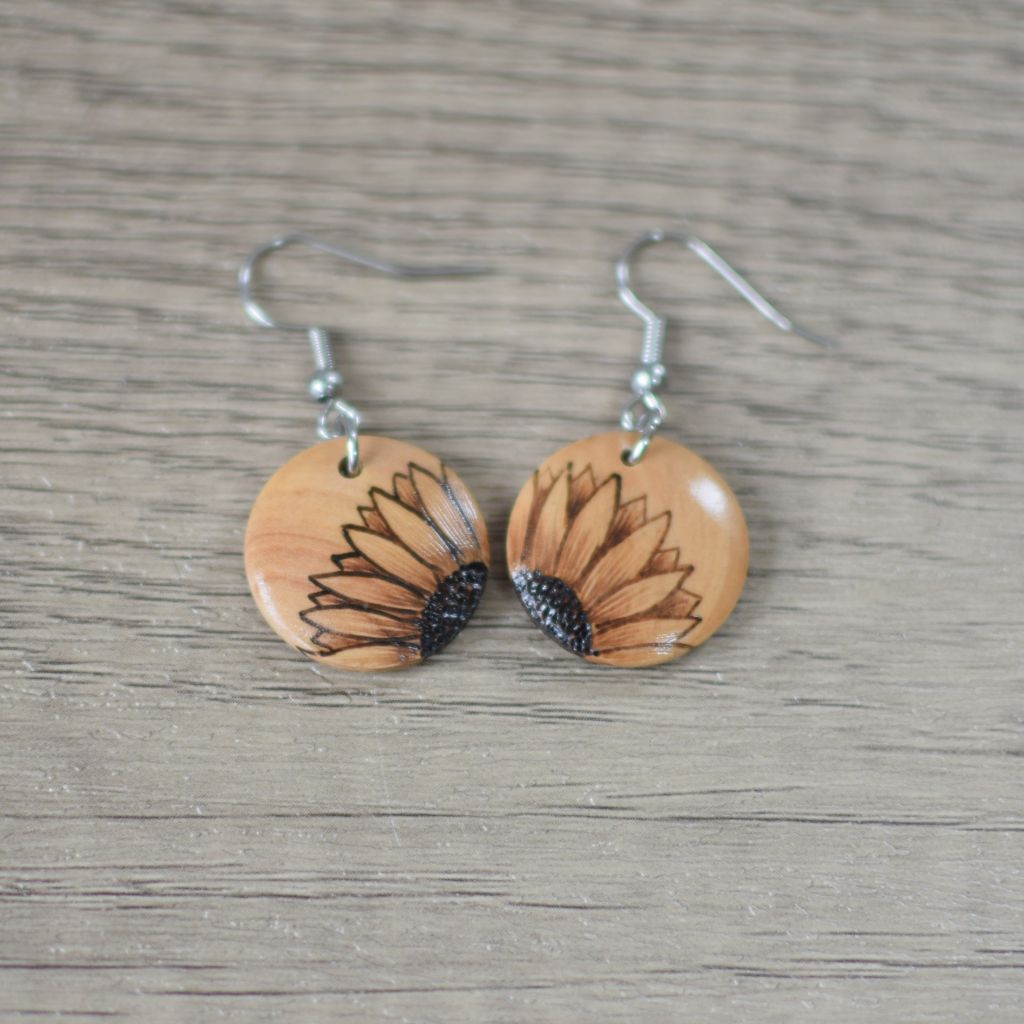 Wooden Pyrography Earrings - Image 5