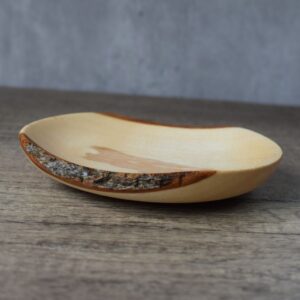 Shallow live edge Ash wood turned bowl