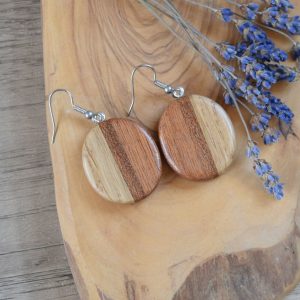 Oak & Sapele wooden earrings - stripe