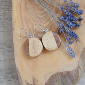 Oak and Sapele Earrings - round