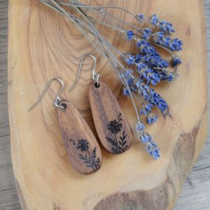 Walnut wildflower earrings