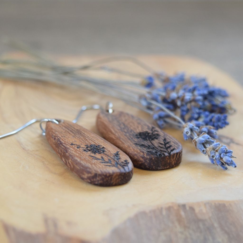 Walnut wildflower earrings - Image 2