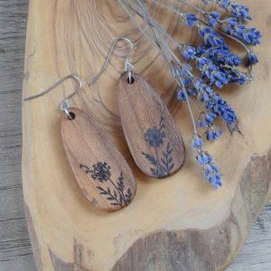 Walnut wildflower earrings