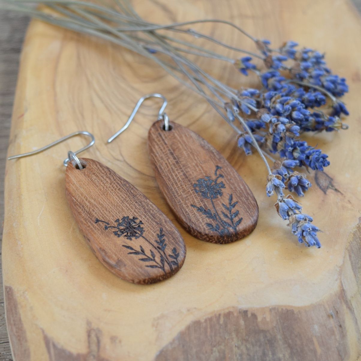 Walnut wildflower earrings - Image 3