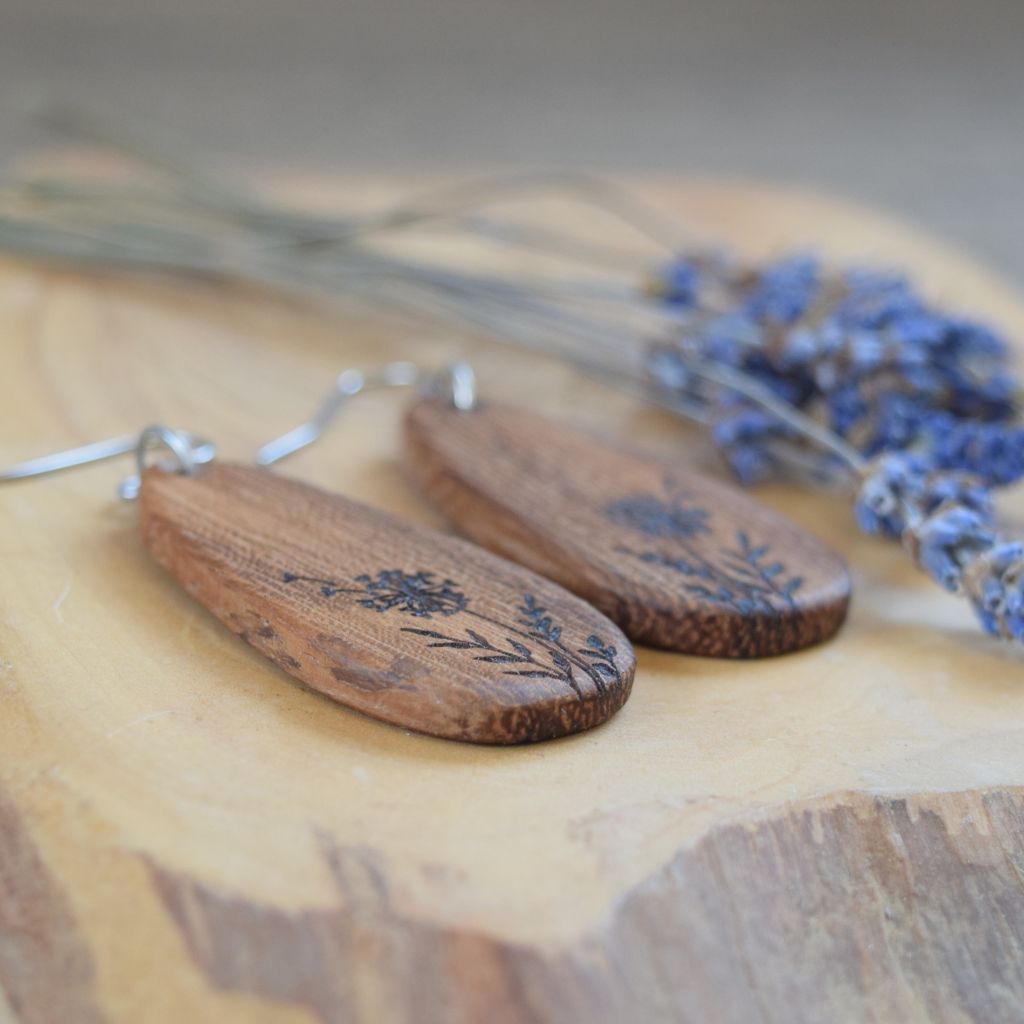 Walnut wildflower earrings - Image 2