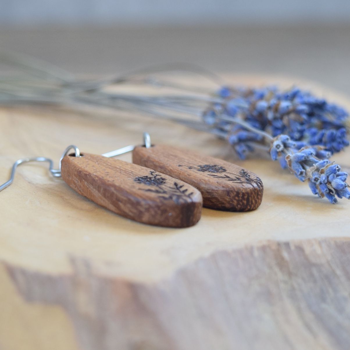 Walnut wildflower earrings - Image 6